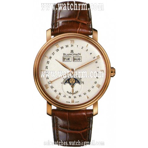 Blancpain Villeret Moonphase Silver Dial 18K Rose Gold Men's Watch 6263-3642A-55