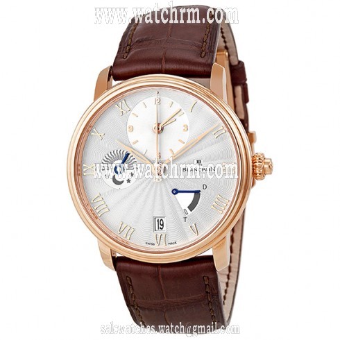 Blancpain Villeret Opaline Dial 18kt Rose Gold Brown Leather Men's Watch 6665-3642-55B