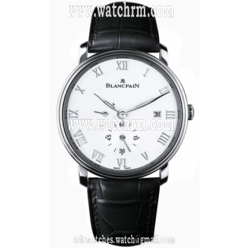 Blancpain Villeret White Dial Stainless Steel Black Leather Men's Watch 6606-1127-55B