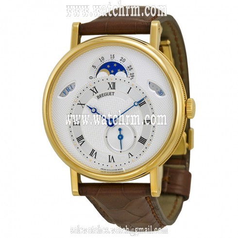Breguet Classique Automatic Moonphase Silver Dial 18 kt Yellow Gold Men's Watch 7337BA1E9V6