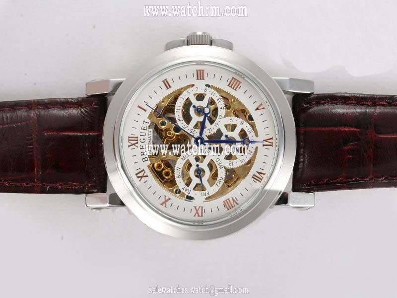 Breguet Classique Chronograph 3355/PT/00/986 Brown Crocodile Leather Strap Round White Dial Watch