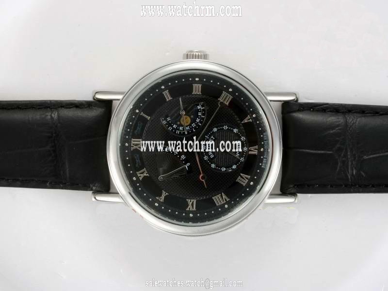 Breguet Classique Moonphase 3130BB11986 Round Black Crocodile Leather Strap Black Dial Watch