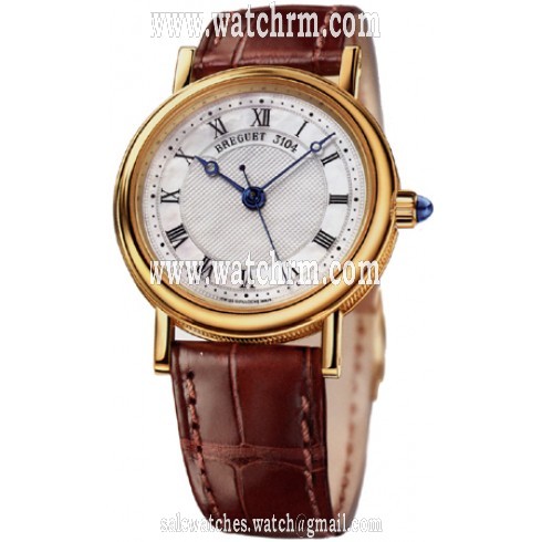 Breguet Classique Mother of Pearl Dial 18kt Yellow Gold Brown Leather Ladies Watch 8067BA52964