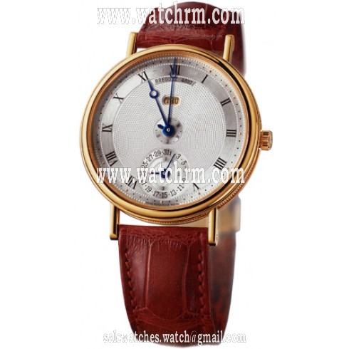 Breguet Classique Perpetual Calendar Silver Dial 18kt Yellow Gold Brown Leather Men's Watch 7717BA1E986