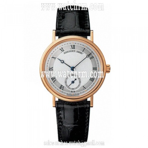 Breguet Classique Silver Dial 18kt Rose Gold Black Leather Men's Watch 5907BR12984