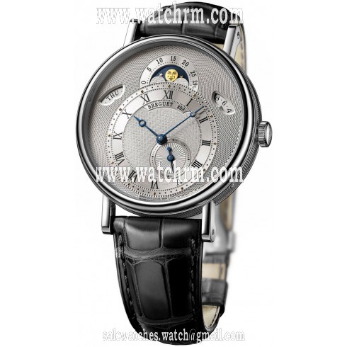 Breguet Classique Silver Dial 18kt White Gold Black Leather Men's Watch 7337BB1E9V6