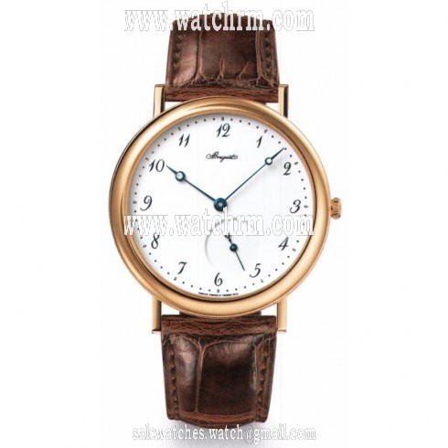 Breguet Classique White Dial Brown Leather Band 18 Carat Yellow Gold Case Men's Automatic Watch 5140/BA 12/9V6