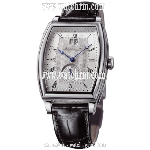 Breguet Heritage Big Date Silver Dial 18kt White Gold Black Leather Men's Watch 5480BB12996