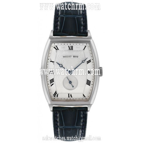 Breguet Heritage Silver Dial 18kt White Gold Blue Leather Men's Watch 3660BB12984