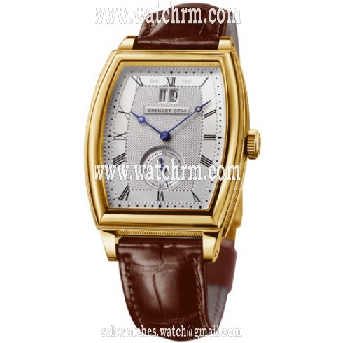 Breguet Heritage Silver Dial 18kt Yellow Gold Brown Leather Men's Watch 5480BA12996