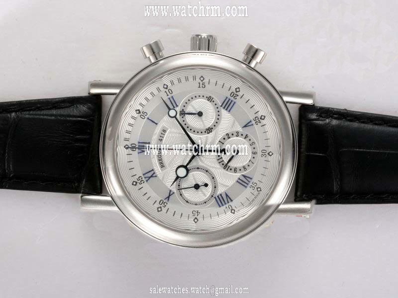Breguet Marine 3460BB/12/996 Stainless Steel Bezel Black Cow Leather Strap Mens Watch