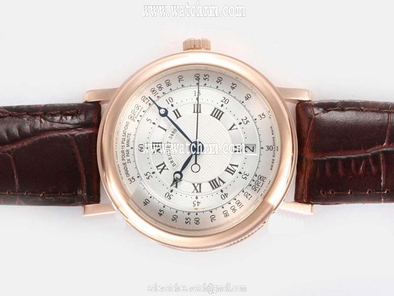 Breguet Marine 3700BA/12/9V6 Stainless Steel with Rose Gold Bezel White Dial Watch