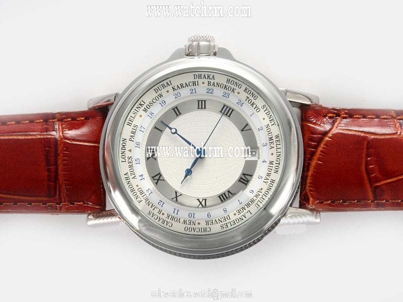 Breguet Marine 3700BB/12/BV0 Brown Crocodile Leather Strap White Dial Watch
