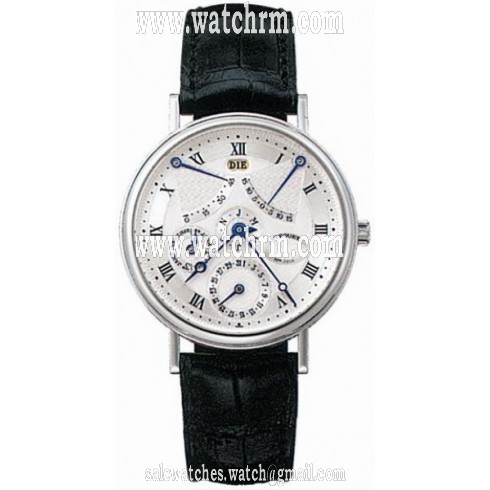 Breguet Perpetual Calendar Equation of Time Silver Dial Platinum Black Leather Men's Watch 3477PT1E986