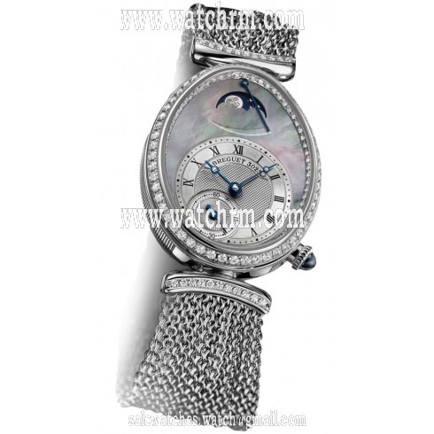 Breguet Reine de Naples Black Mother of Pearl Dial 18kt White Gold Ladies Watch8908BB5TJ70D0DD