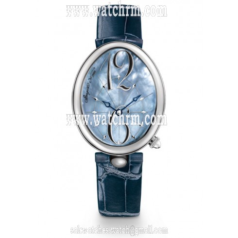 Breguet Reine de Naples Blue Mother of Pearl Dial Leather Ladies Watch 8967ST/V8/986