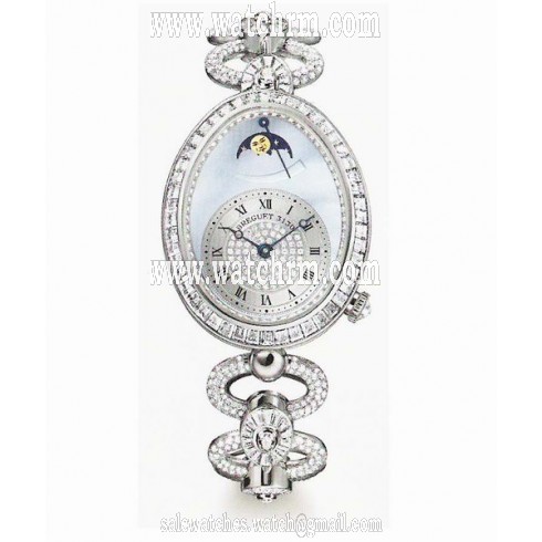 Breguet Reine de Naples Blue Mother of Pearl Diamond 18kt White Gold Ladies Watch 8909BBVDJ29DDDD