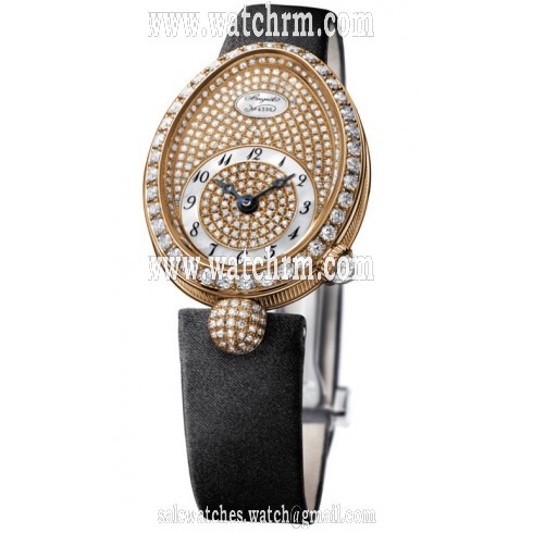 Breguet Reine de Naples Diamond Pave Dial 18kt Rose Gold Ladies Watch 8928BR8D844DD0D