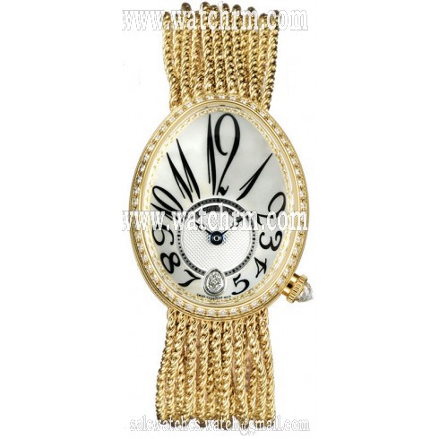 Breguet Reine de Naples Mother of Pearl Dial 18kt Yellow Gold Diamond Ladies Watch 8918BA58J39D00D