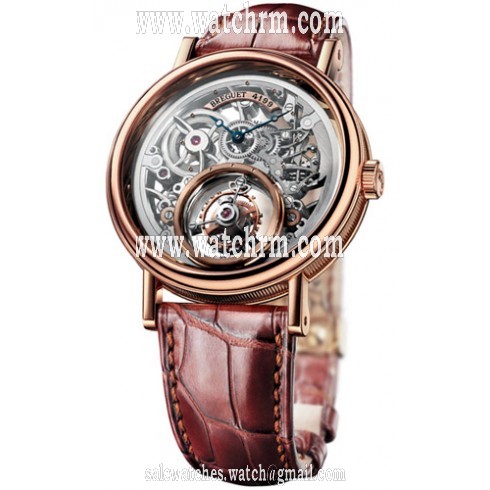 Breguet Tourbillion Messidor Skeleton Dial 18kt Rose Gold Brown Leather Men's Watch 5335BR429W6