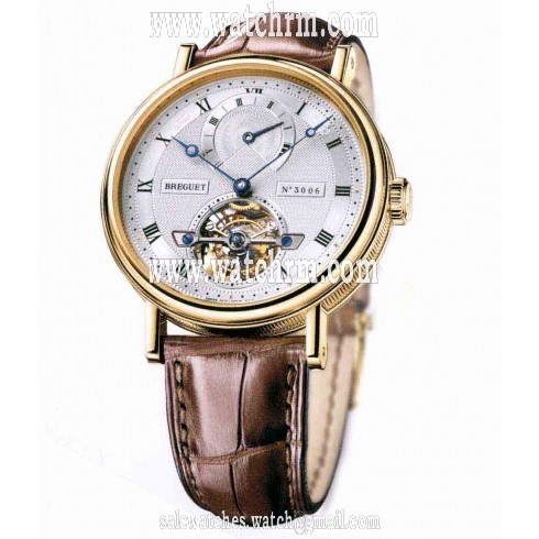 Breguet Tourbillion Silver Dial 18kt Yellow Gold Brown Leather Men's Watch 5317BA129V6