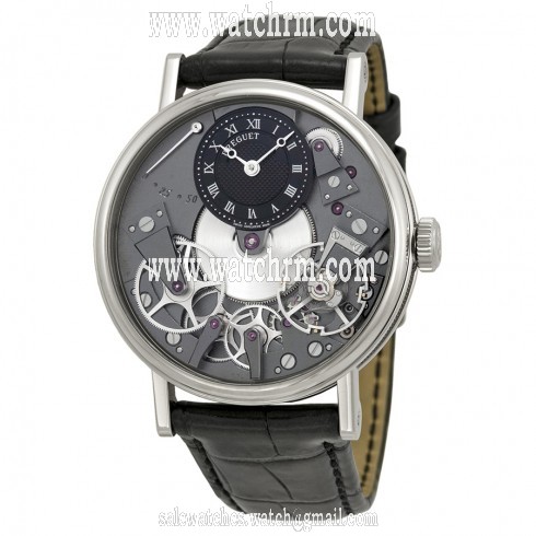 Breguet Tradition Black Skeleton Dial 18kt White Gold Black Leather Men's Watch 7027BBG99V6