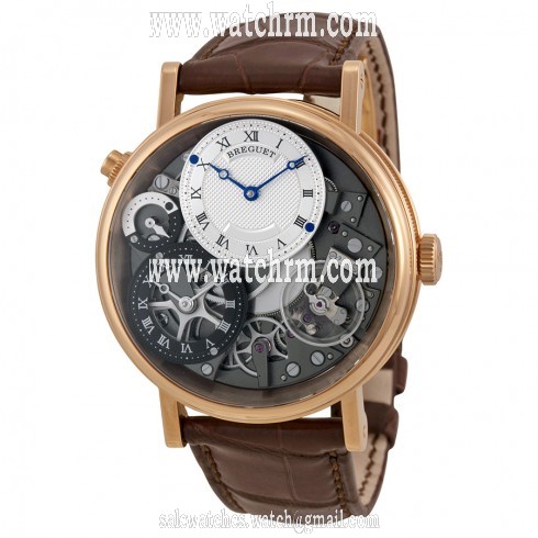 Breguet Tradition GMT Manual Skeletal Dial Leather Men's Watch 7067BRG19W6