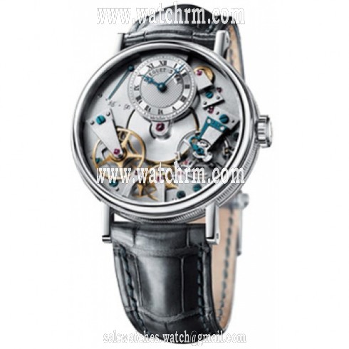 Breguet Tradition Silver Dial 18kt White Gold Black Leather Men's Watch 7037BB119V6