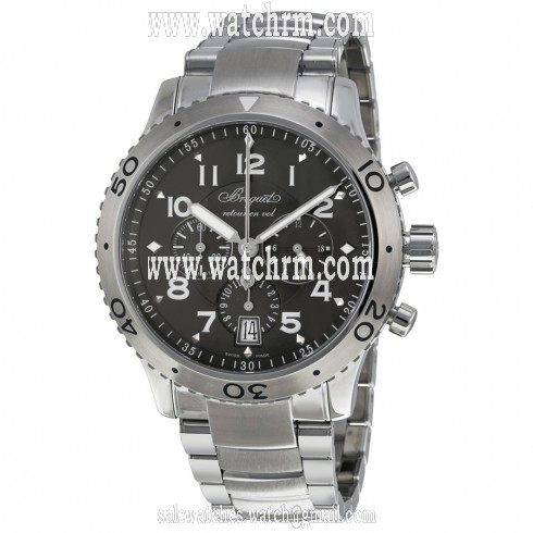 Breguet Transatlantique Type XXI Flyback Ruthenium Dial Stainless Steel Men's Watch 3810ST92SZ9