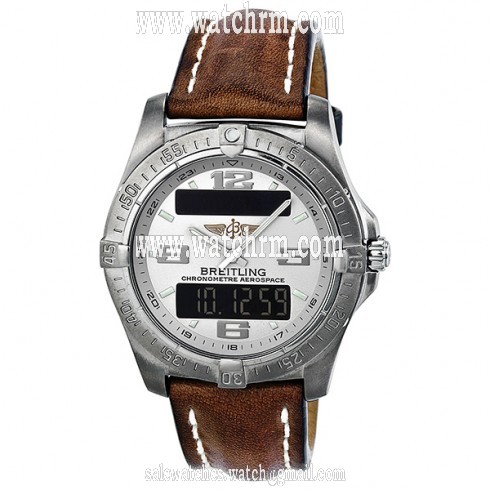 Breitling Aerospace Advantage Silver Dial Brown Leather Men's Watch E7936210-G606BRLT
