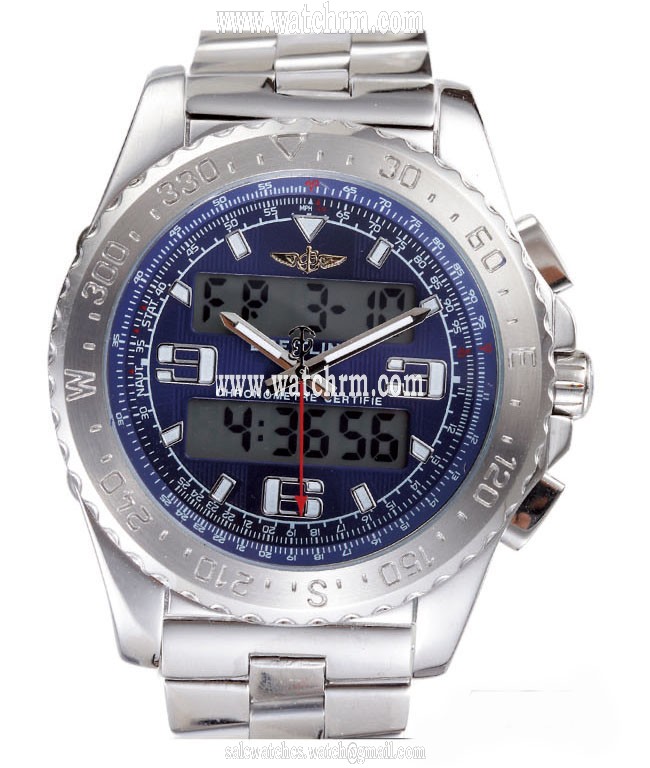 Breitling Airwolf E65362 Round Silver Stainless Steel Strap Blue Dial Watch