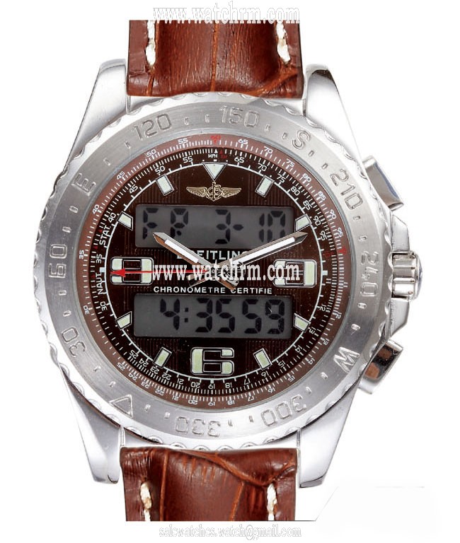 Breitling Airwolf E7936210/Q572-2lT Brown Crocodile Leather Strap 42mm Mens Watch