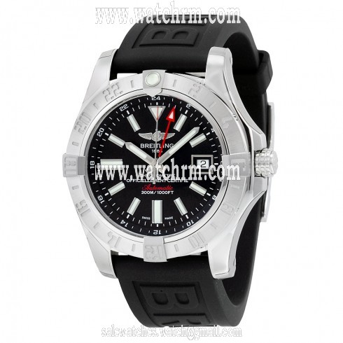 Breitling Avener II GMT Black Dial Black Rubber Men's Watch A3239011-BC35BKPT3