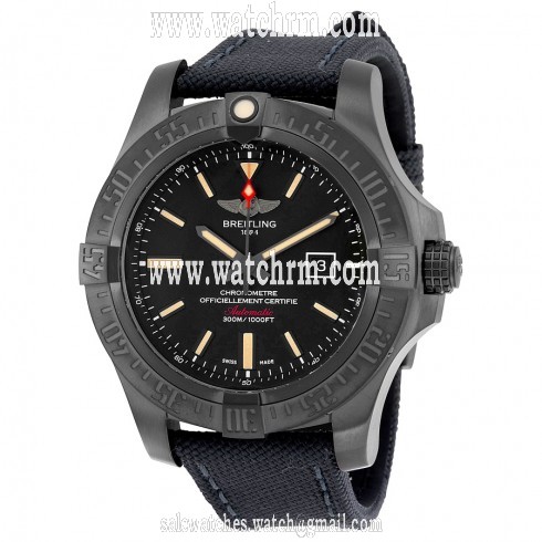 Breitling Avenger Blackbird Black Dial Canvas Military Strap Automatic Men's Watch