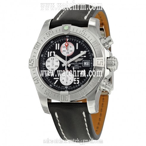 Breitling Avenger II Automatic Chronograph Black Dial Black Leather Men's Watch A1338111-BC33BKLD