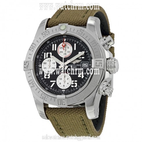 Breitling Avenger II Automatic Chronograph Grey Dial Military Strap Men's WatchA1338111-F564GRFT