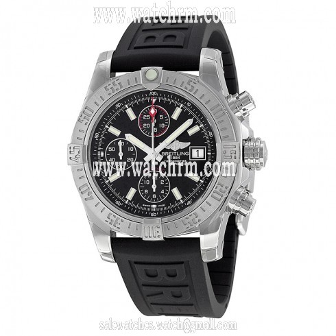 Breitling Avenger II Black Dial Chronograph Black Rubber Automatic Men's Watch A1338111-BC32BKPD3