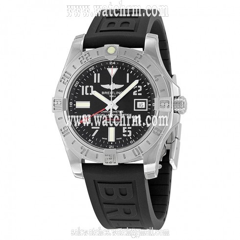 Breitling Avenger II GMT Black Dial Black Rubber Automatic Men's Watch A3239011-BC34BKPD3