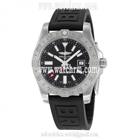 Breitling Avenger II GMT Black Dial Black Rubber Automatic Men's Watch A3239011-BC35BKPD3