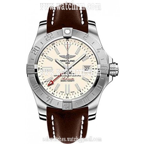 Breitling Avenger II GMT Silver Dial Brown Leather Automatic Men's Watch A3239011-G778BRLT