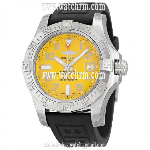 Breitling Avenger II Seawolf Automatic Yellow Dial Rubber Men's Watch A1733110-I519BKPT3