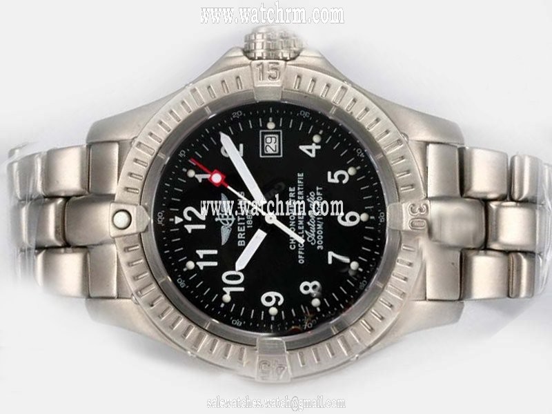Breitling Avenger Seawolf Chrono A1733010/f538-SS Mens Round Silver Titanium Strap Watch