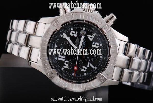 Breitling Avenger Skyland A13380 Black Dial Round Silver Stainless Steel Strap Watch