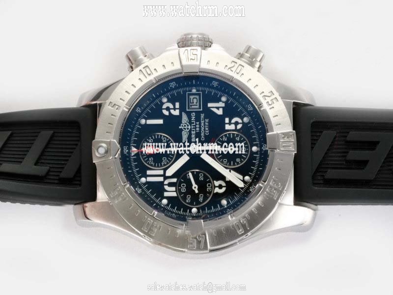 Breitling Avenger Skyland Steel Black Rubber Strap Blue Dial Watch