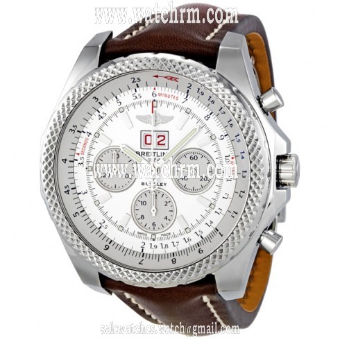 Breitling Bentley 6.75 Silver Stainless Steel Leather Automatic Men's Watch A4436412-G679BRLD