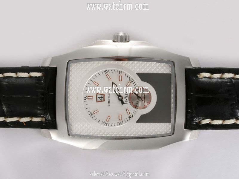 Breitling Bentley Flying B A2836212/Q533 Black Ostrich Leather Strap 38x57mm White Dial Watch
