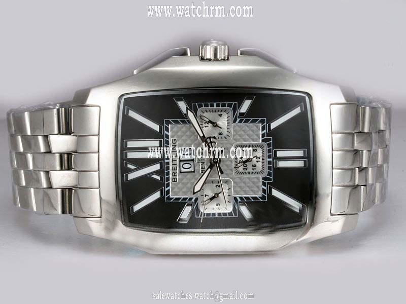 Breitling Bentley Flying B Chronograph Black Dial Steel 38.5x57mm Mens Watch