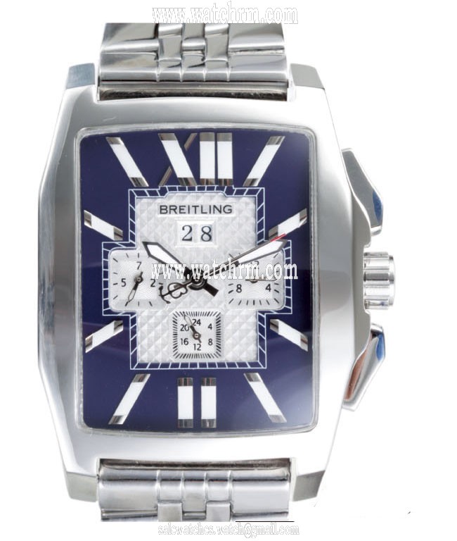 Breitling Bentley Flying B Chronograph Blue Leather Stainless Steel Case 38.5x58.2mm Blue Dial Watch