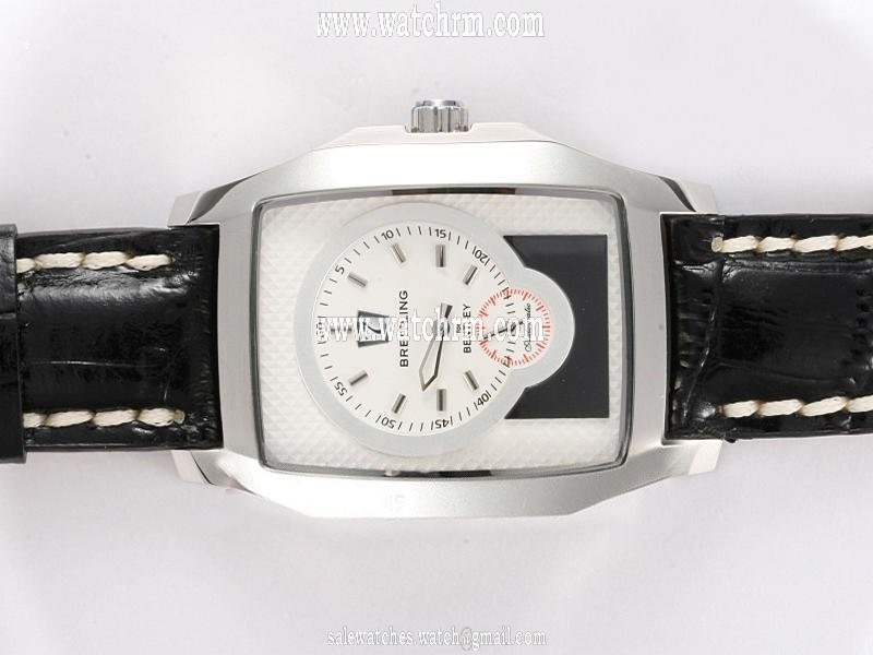 Breitling Bentley Flying B Silver/Grey Black Dial Rubber Stainless Steel Case Mens Watch