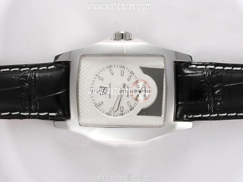 Breitling Bentley Flying B Silver/Grey Black Dial Rubber Stainless Steel Case White Dial Watch